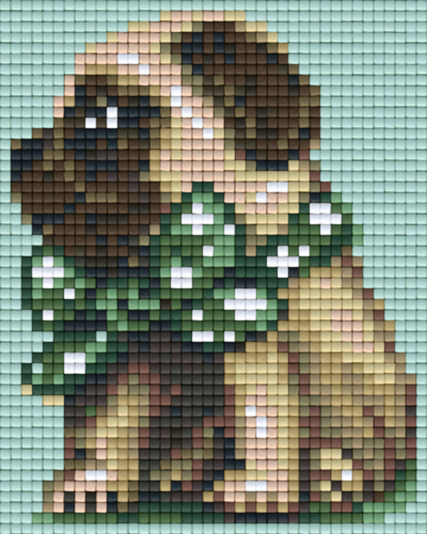 Green Bow Pug One [1] Baseplate PixelHobby Mini-mosaic Art Kits image 0
